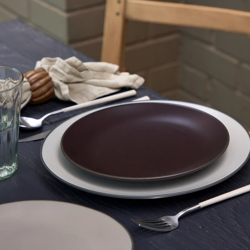
Handmade Dinner Plate "Stacked Organic" - Salt