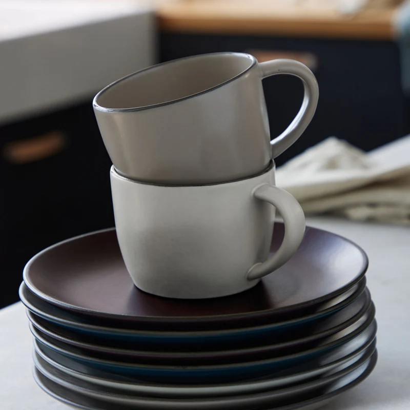 
Handmade Tea & Coffee Mug "Stacked Organic" - Salt