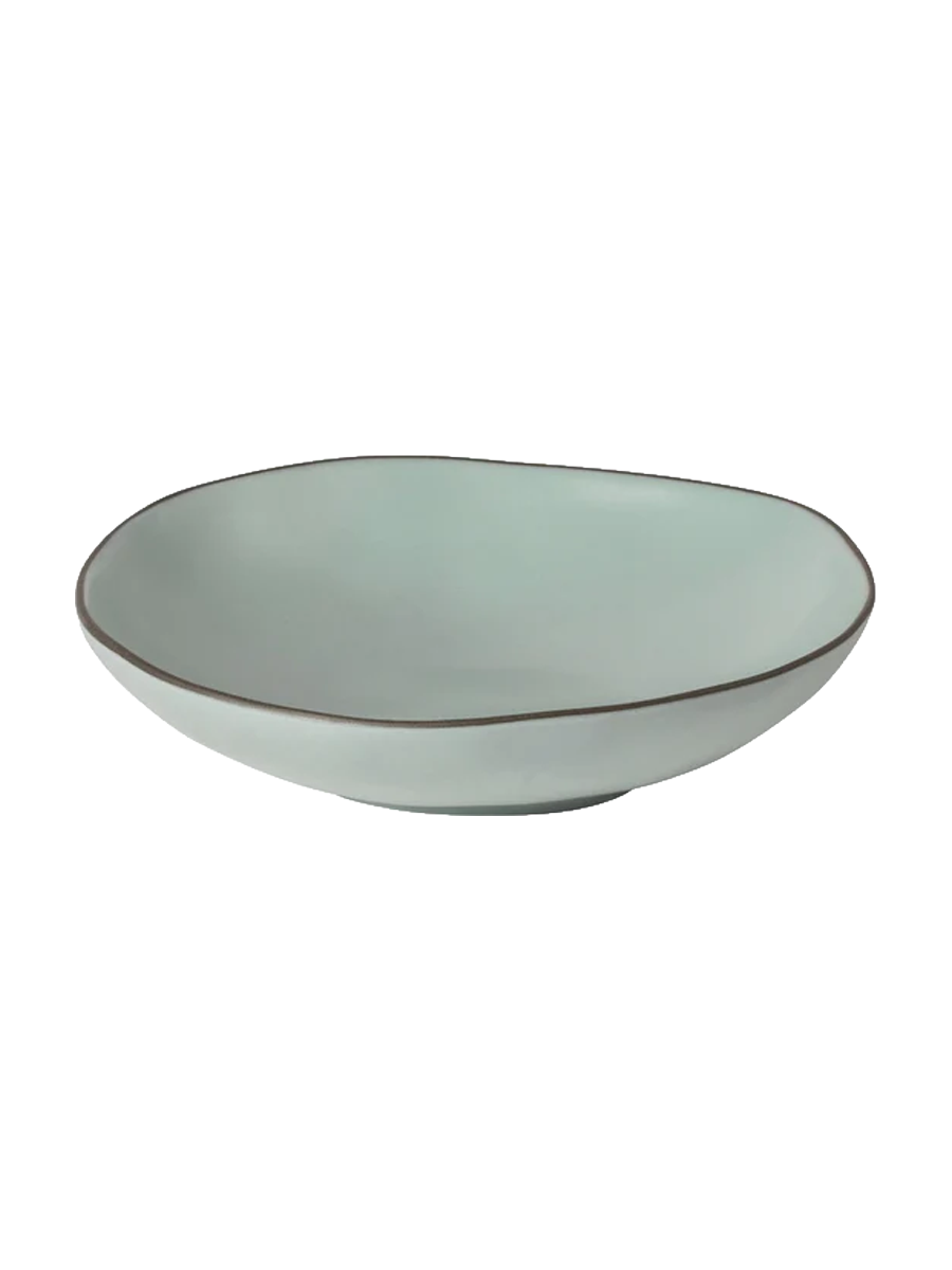 
Assiette creuse et à pâtes artisanale « Stacked Organic » - Bleu Ciel