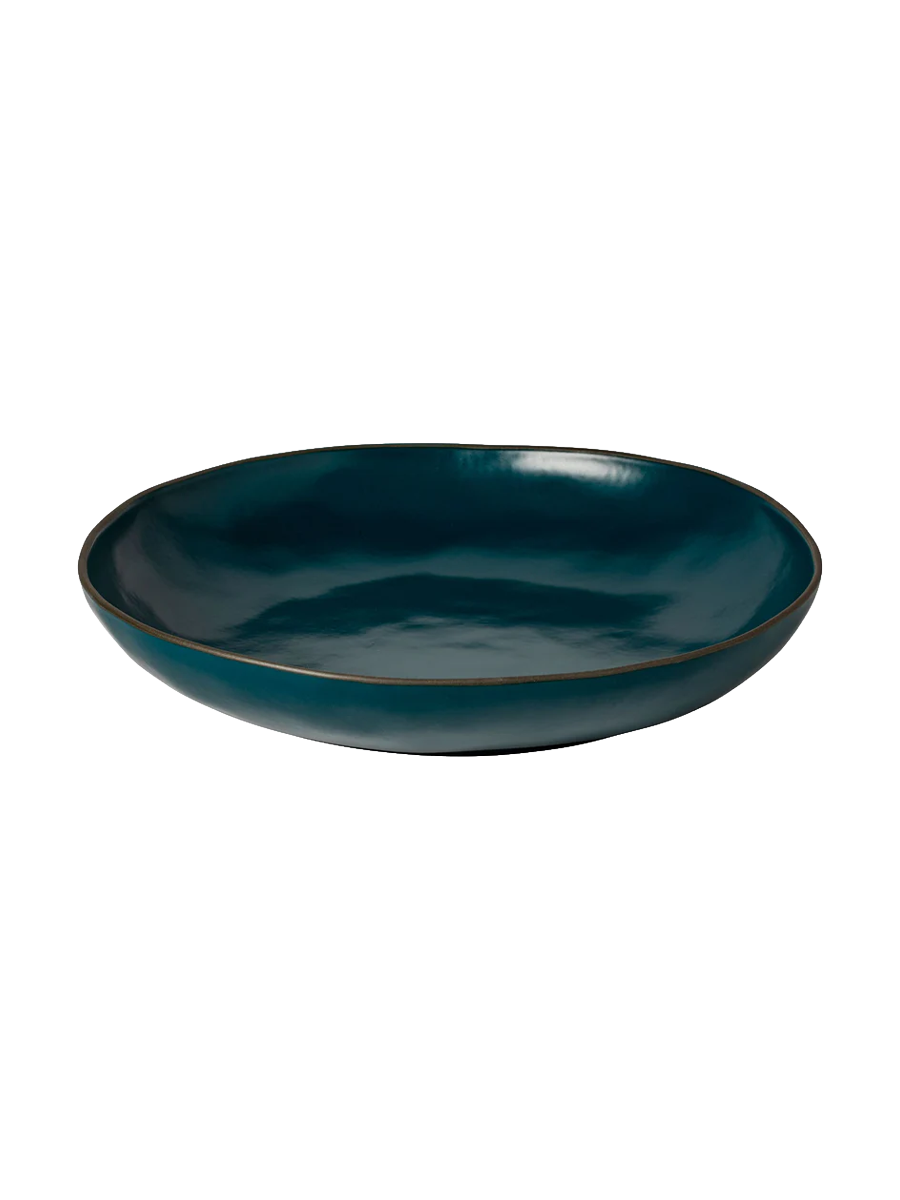 
Handmade "Stacked Organic" Serving Bowl - Deep Sea Blue