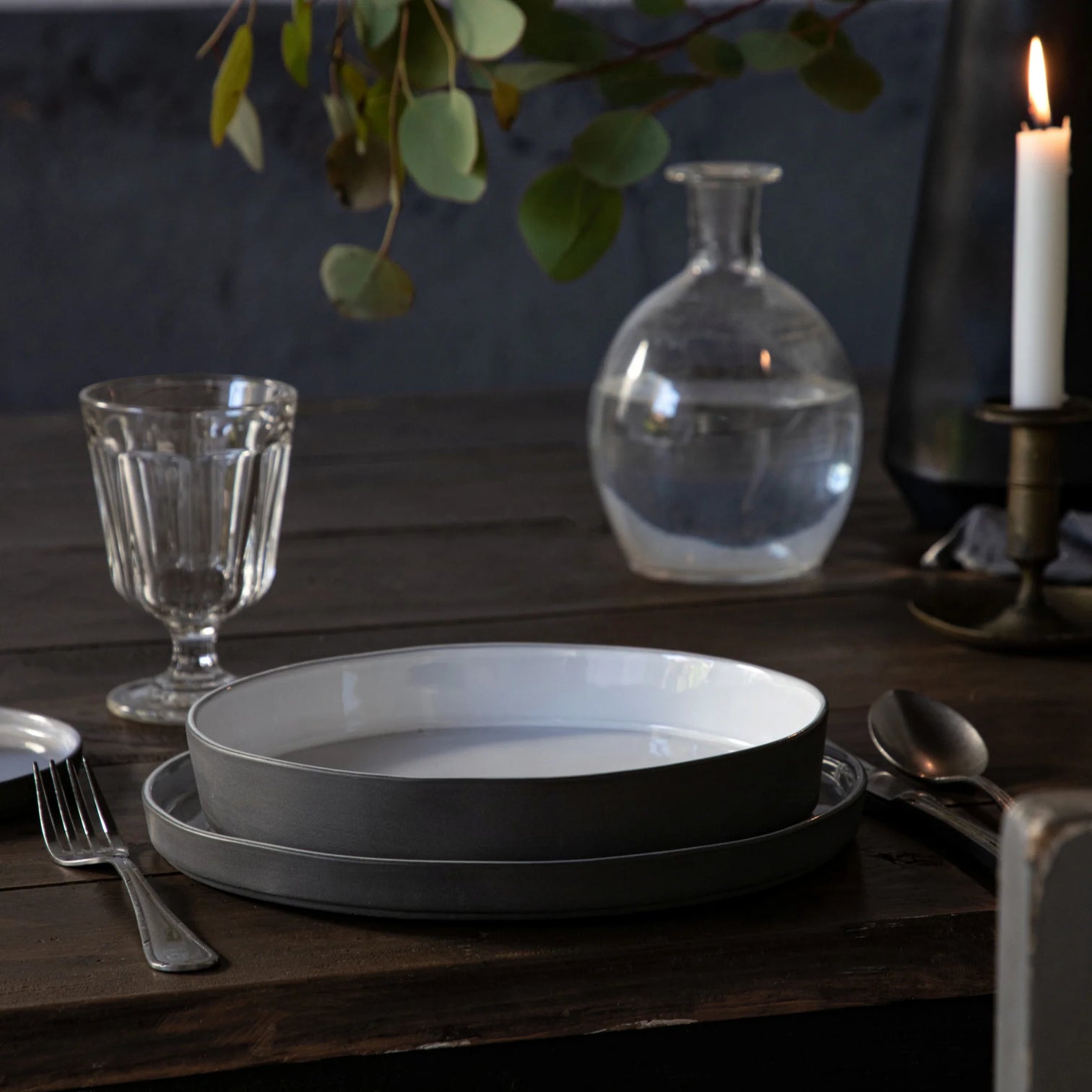 
Assiette creuse « Lagoa Eco-Grés » faite main - Blanc