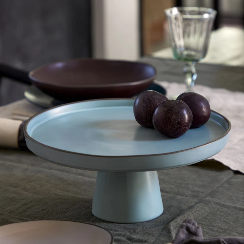 
Handmade Cake Stand "Stacked Organic" - Sky Blue