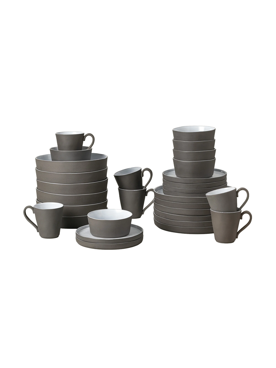 
Handgefertigtes Geschirr-Set „Lagoa Eco-Grés White“, 6 Personen, 30-teilig