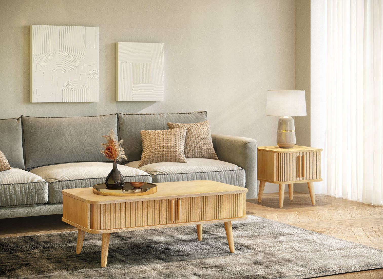 
Designer coffee table "Rove" with sliding doors