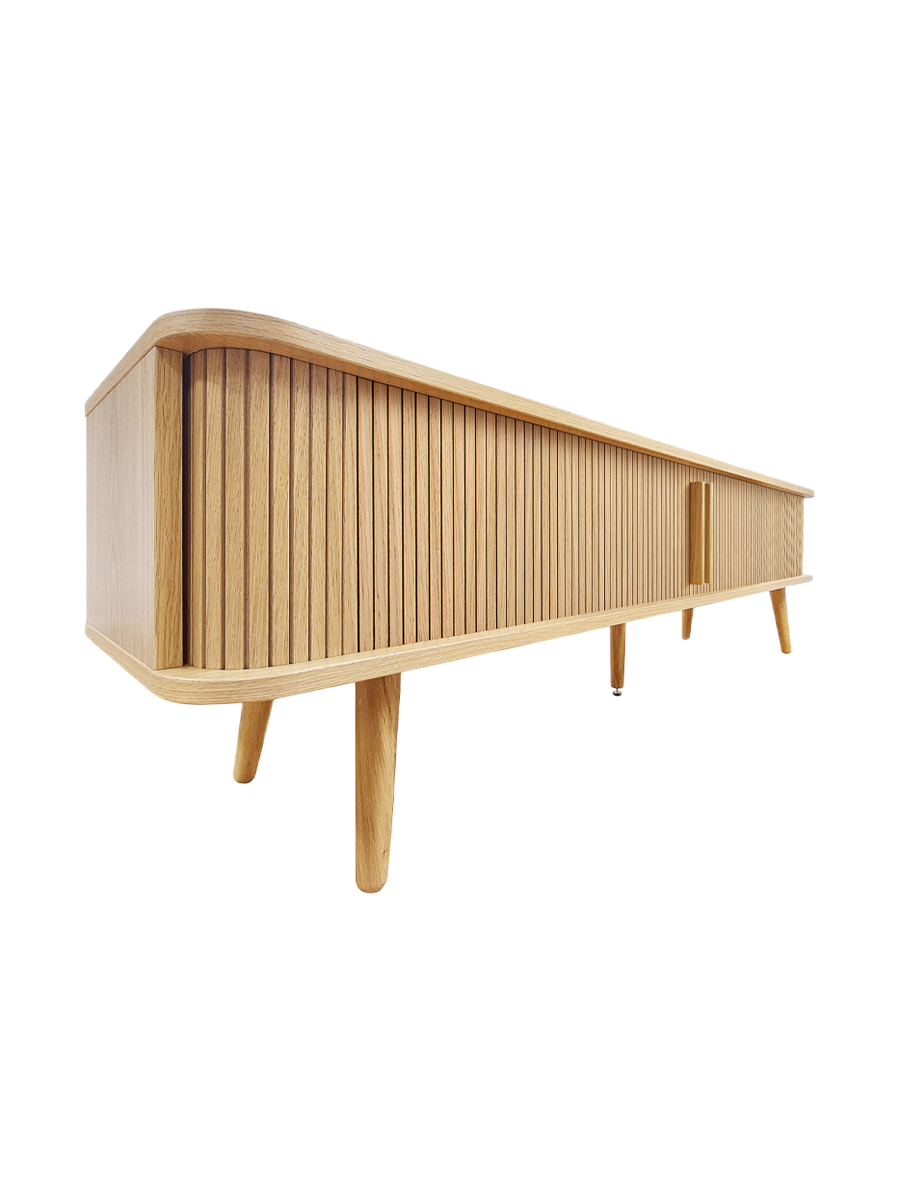 
Mobile TV di design «Rove» con ante scorrevoli - Rovere Naturale