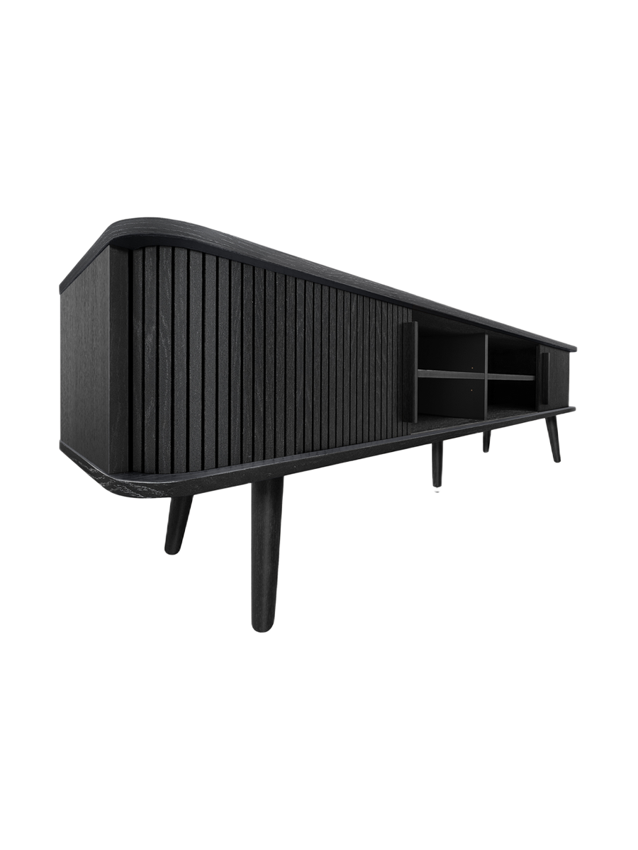 
Mobile TV di design «Rove» con ante scorrevoli - Rovere Nero