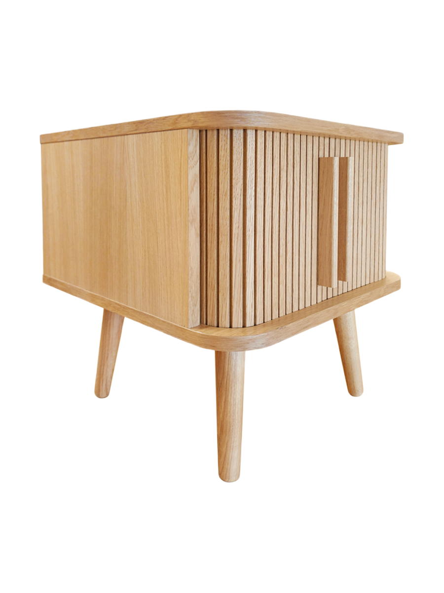 
Designer Side Table & Nightstand "Rove" with Sliding Doors