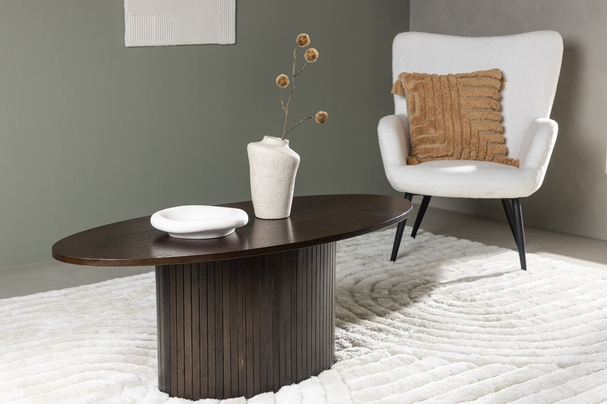 
Tavolino da salotto ovale dal design moderno „Bianca“ 120 x 55 cm - Mocca