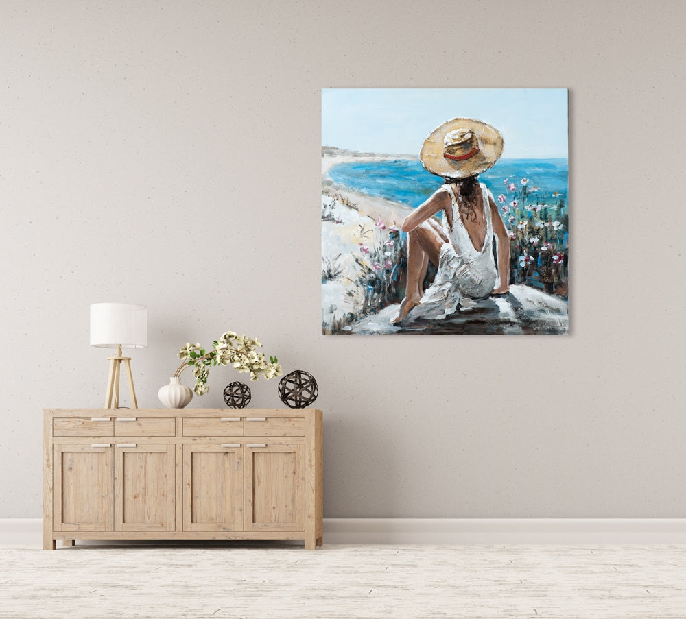 
Handbemaltes Bild „Blick aufs Meer“ 100 x 100 cm