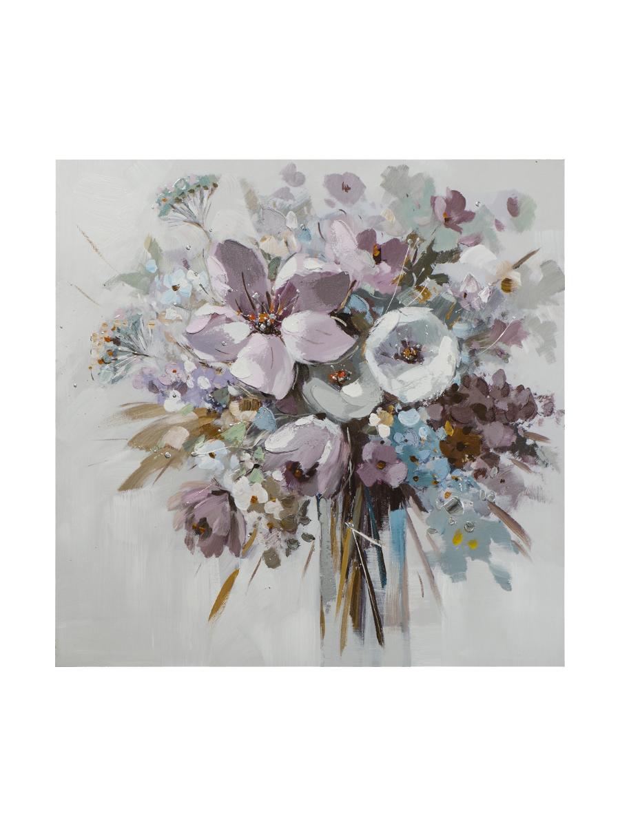 
Quadro dipinto a mano «Bouquet di fiori splendente II» 80 x 80 cm