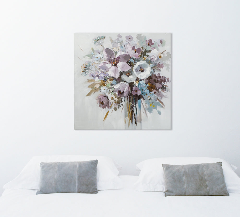 
Quadro dipinto a mano «Bouquet di fiori splendente II» 80 x 80 cm