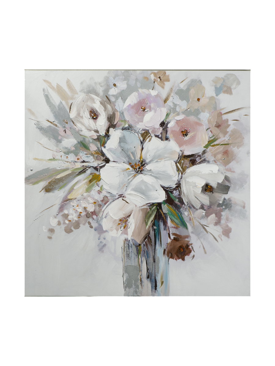 
Quadro dipinto a mano «Bouquet di fiori splendente» 80 x 80 cm