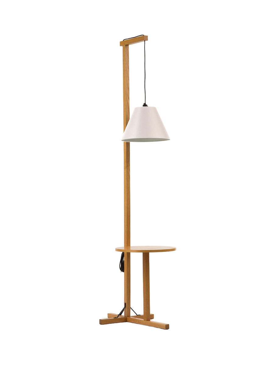 
"Champion" Floor Lamp with Side Table - Lampshade White