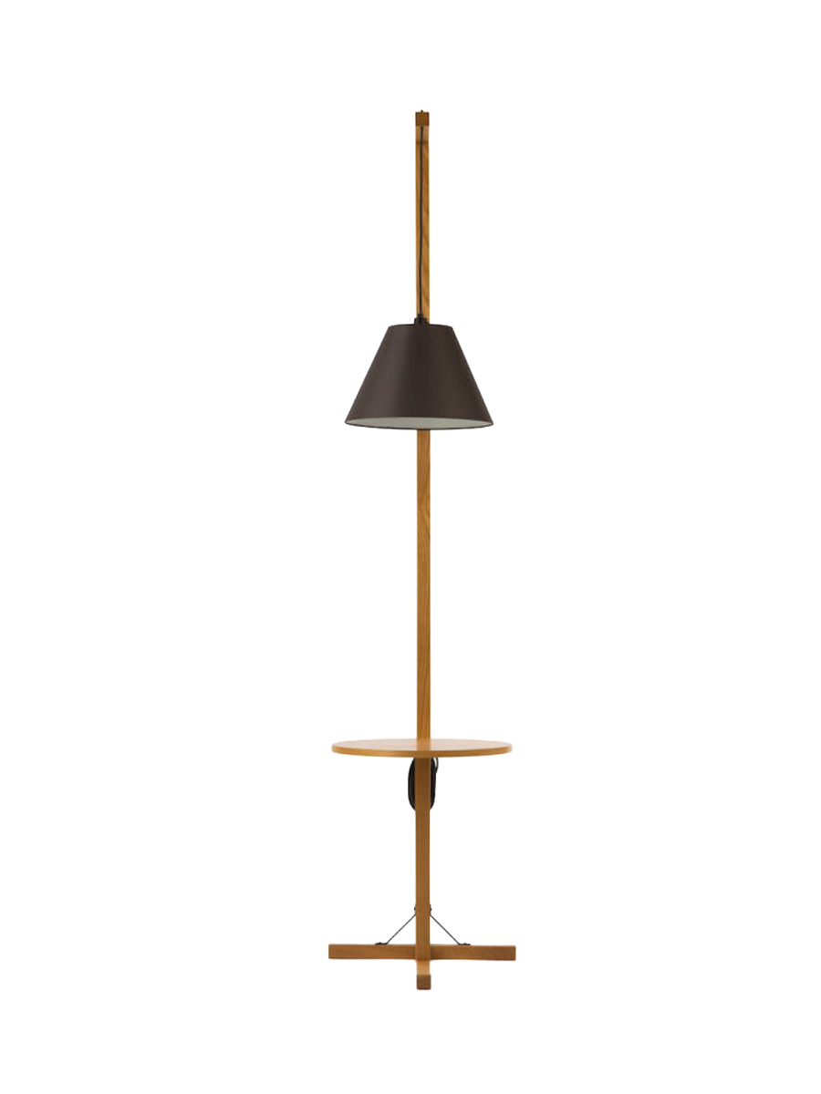 
"Champion" Floor Lamp with Side Table - Lampshade Black