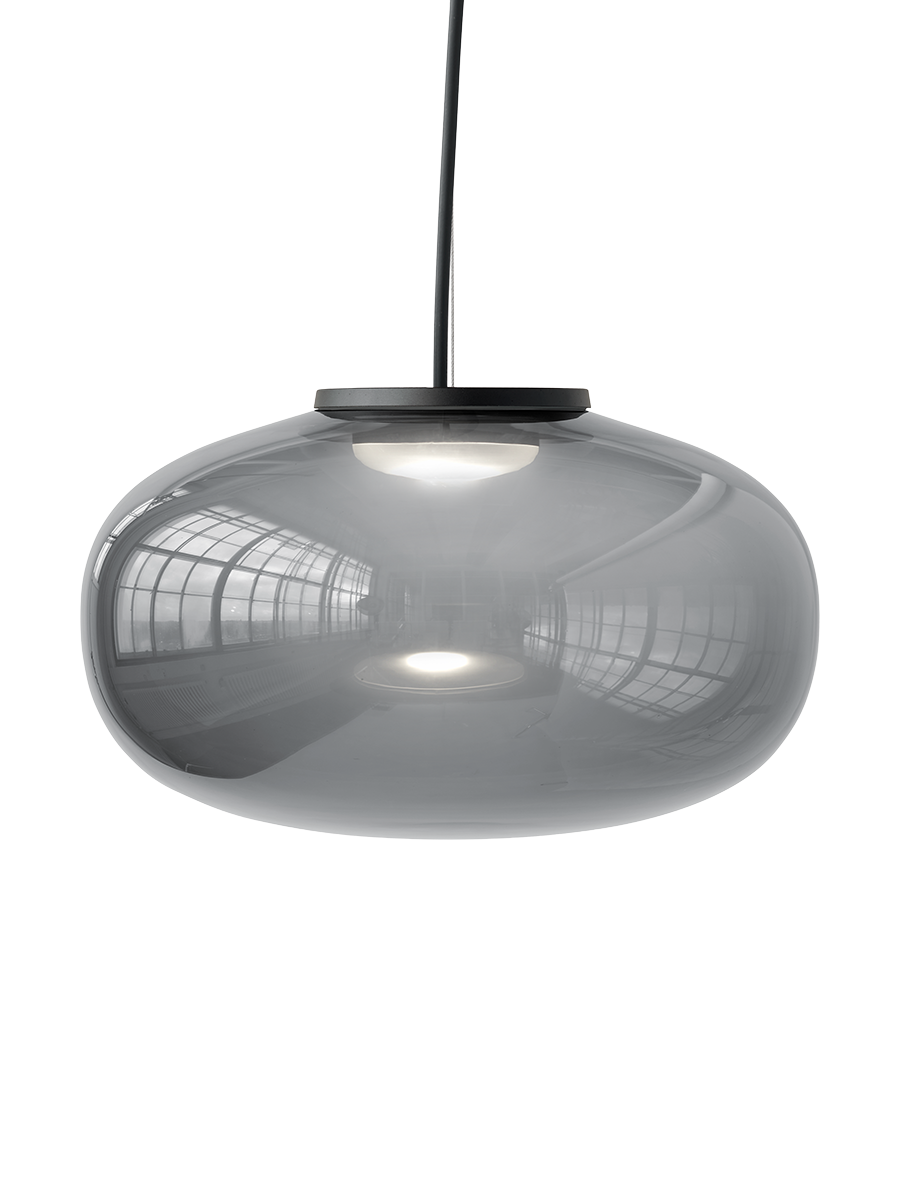 
Suspension LED design «Karl-Johan» en verre soufflé - Verre fumé / Grand, Ø 40 cm