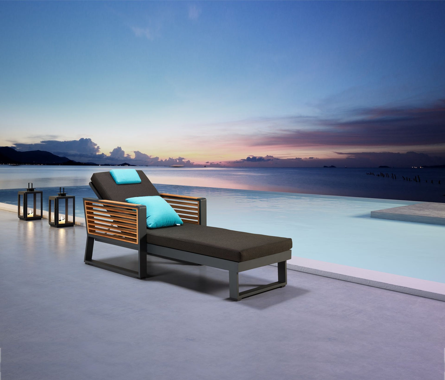 
Chaise longue de jardin « New York » haut de gamme - Noir