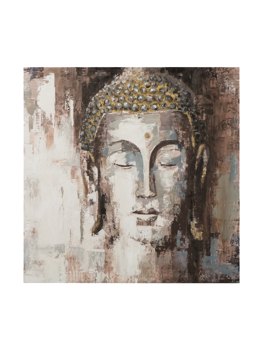 
Quadro dipinto a mano «Buddha dal viso affusolato» 100 x 100 cm