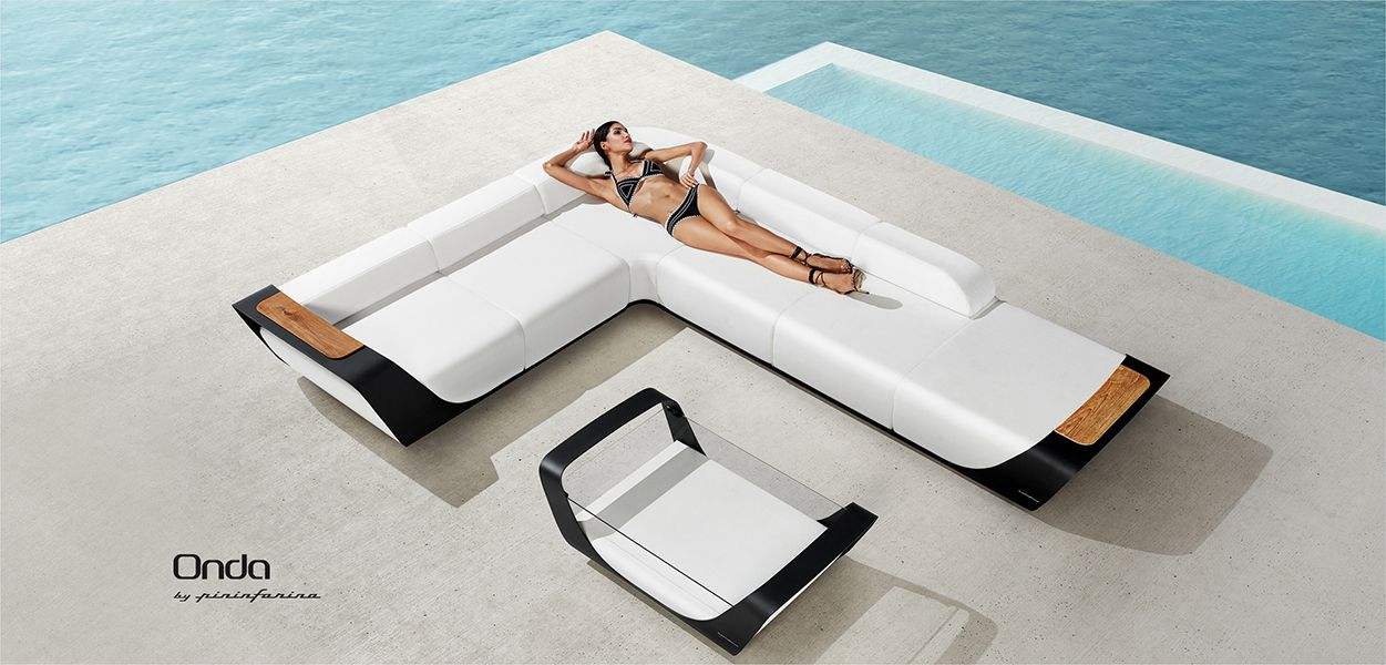 
Grosses Premium Gartenlounge Set „Onda“ - Weiss/Hellgrau