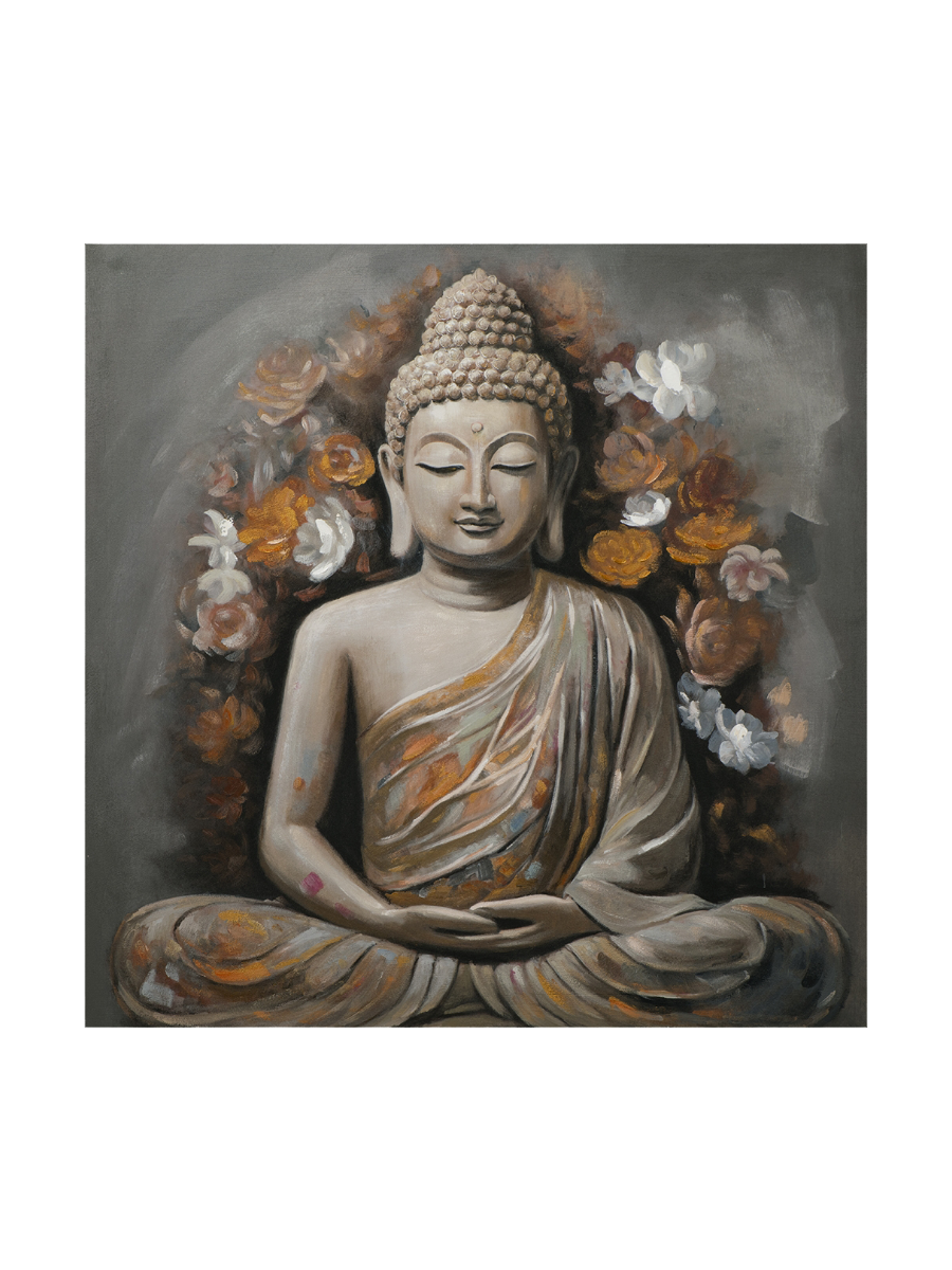 
Quadro dipinto a mano «Buddha fiorito» 100 x 100 cm