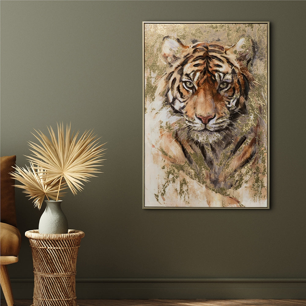 
Quadro dipinto a mano, con cornice, “Giovane tigre” 62.5 x 92.5 cm