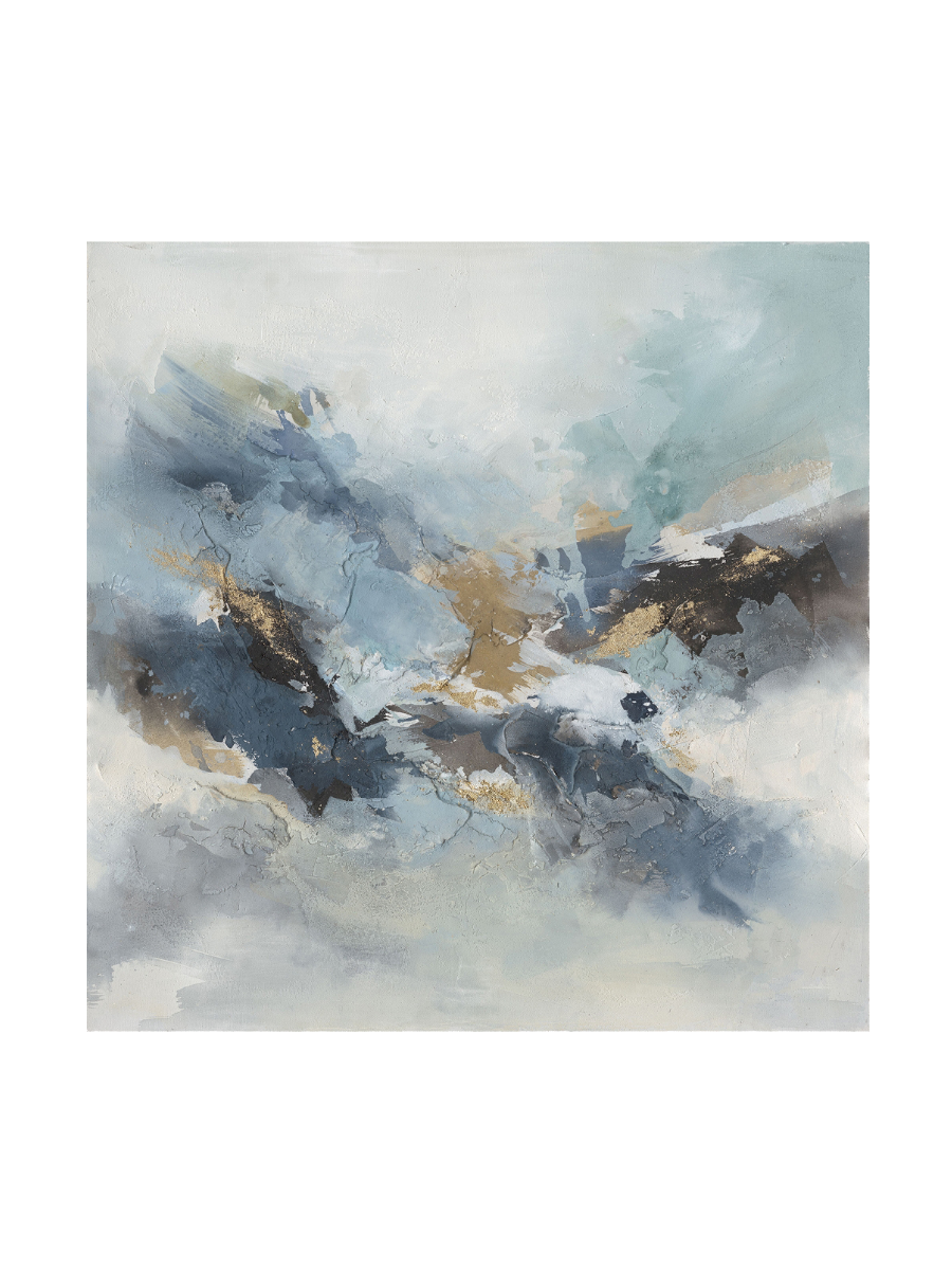 
Handgemaltes, gerahmtes Bild „Light Blue Impression“ 80 x 80 cm