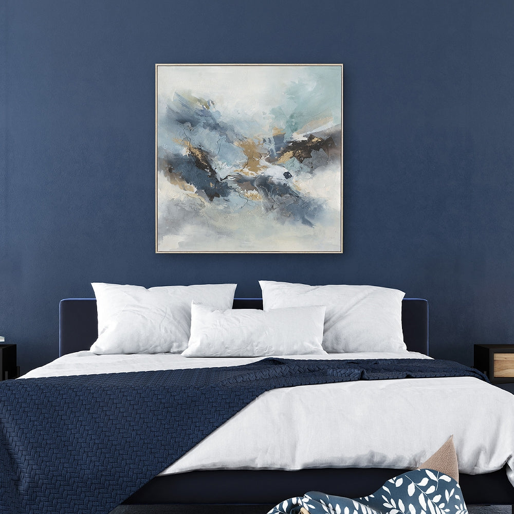 
Handgemaltes, gerahmtes Bild „Light Blue Impression“ 80 x 80 cm