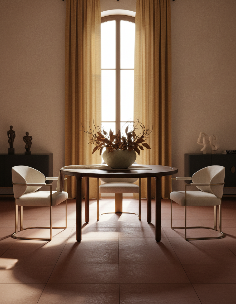 
Round designer dining table "Storm" Ø 128 cm - Nut tree