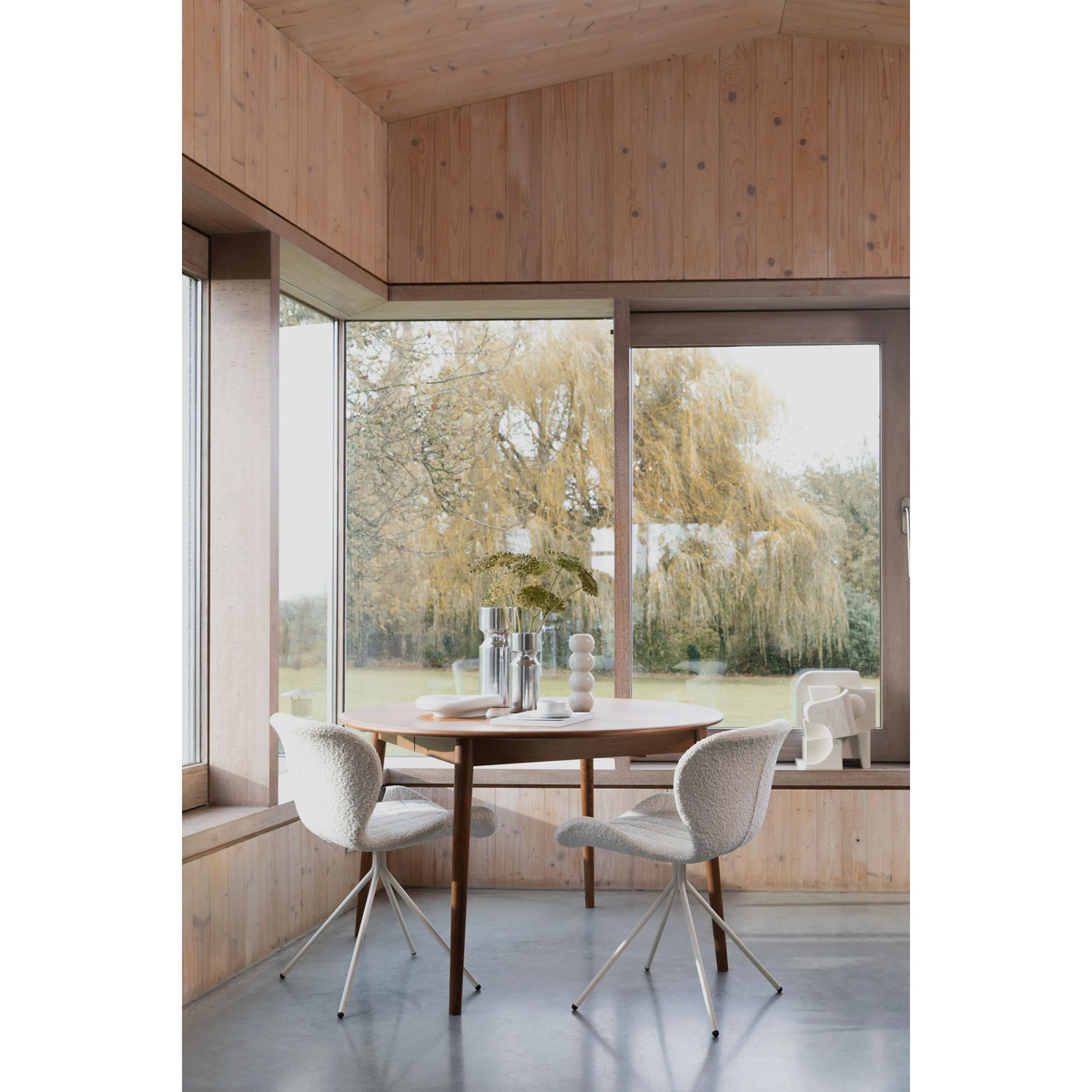 
Tavolo da pranzo rotondo allungabile in legno massiccio «Twist» 120-160 x 120 cm - Rovere Naturale
