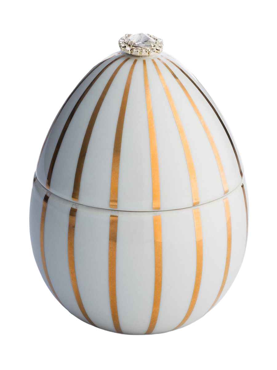 
Bougie parfumée de créateur dorée « Bois de Russie », durée de combustion 55 h. - Rayures dorées