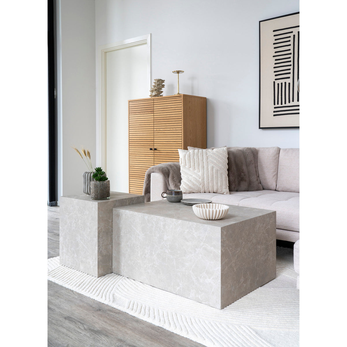 
Tavolino da caffè di design «Praga» - Effetto marmo Beige