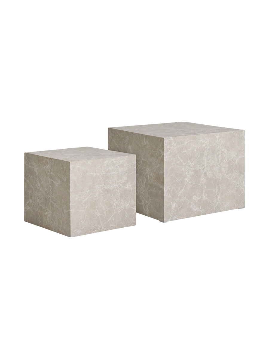 
Set di 2 tavolini da caffè di design «Praga» - Effetto marmo Beige