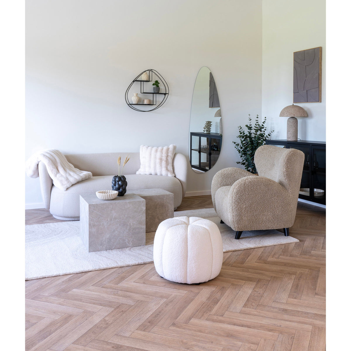 
Set di 2 tavolini da caffè di design «Praga» - Effetto marmo Beige