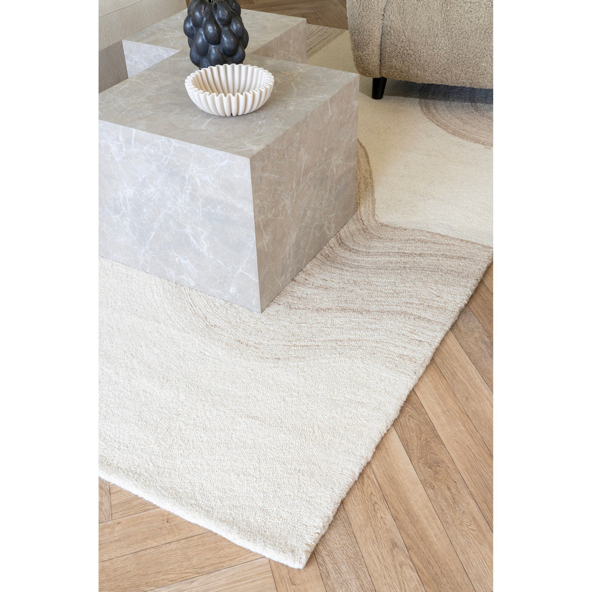 
Set di 2 tavolini da caffè di design «Praga» - Effetto marmo Beige