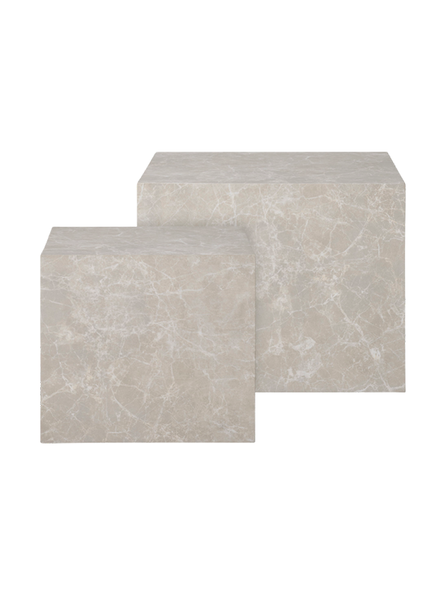 
Set di 2 tavolini da caffè di design «Praga» - Effetto marmo Beige