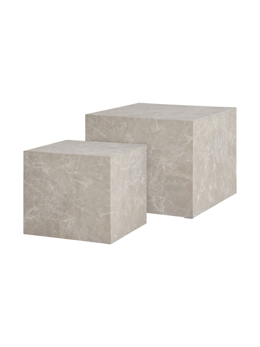 
Set di 2 tavolini da caffè di design «Praga» - Effetto marmo Beige