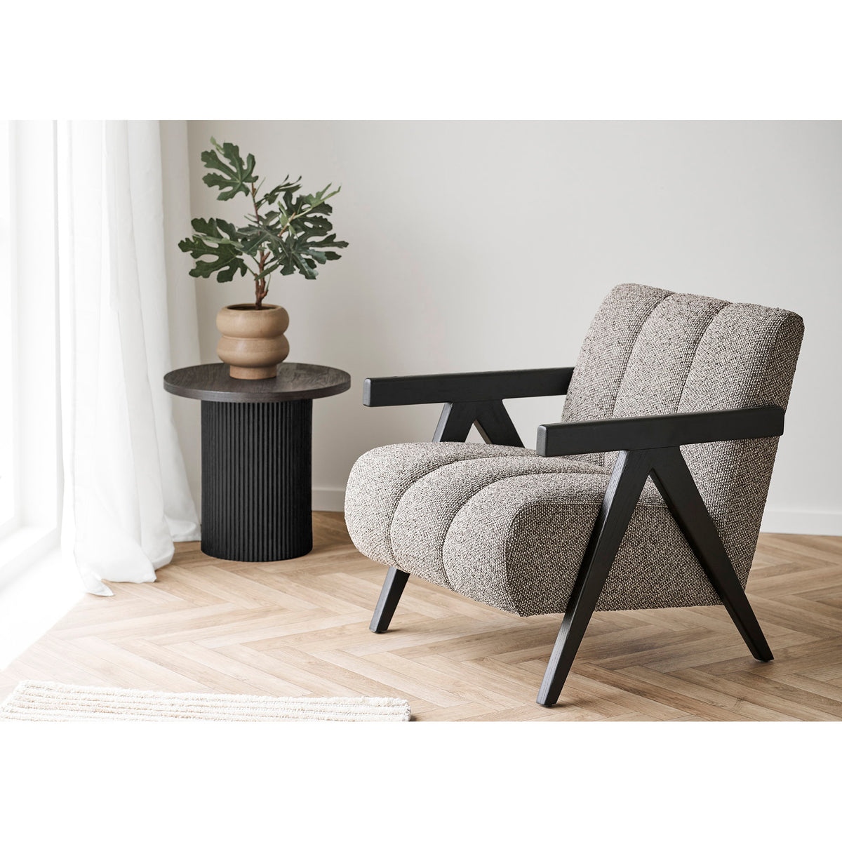 
Tavolino laterale di design rotondo «Metey» - Nero