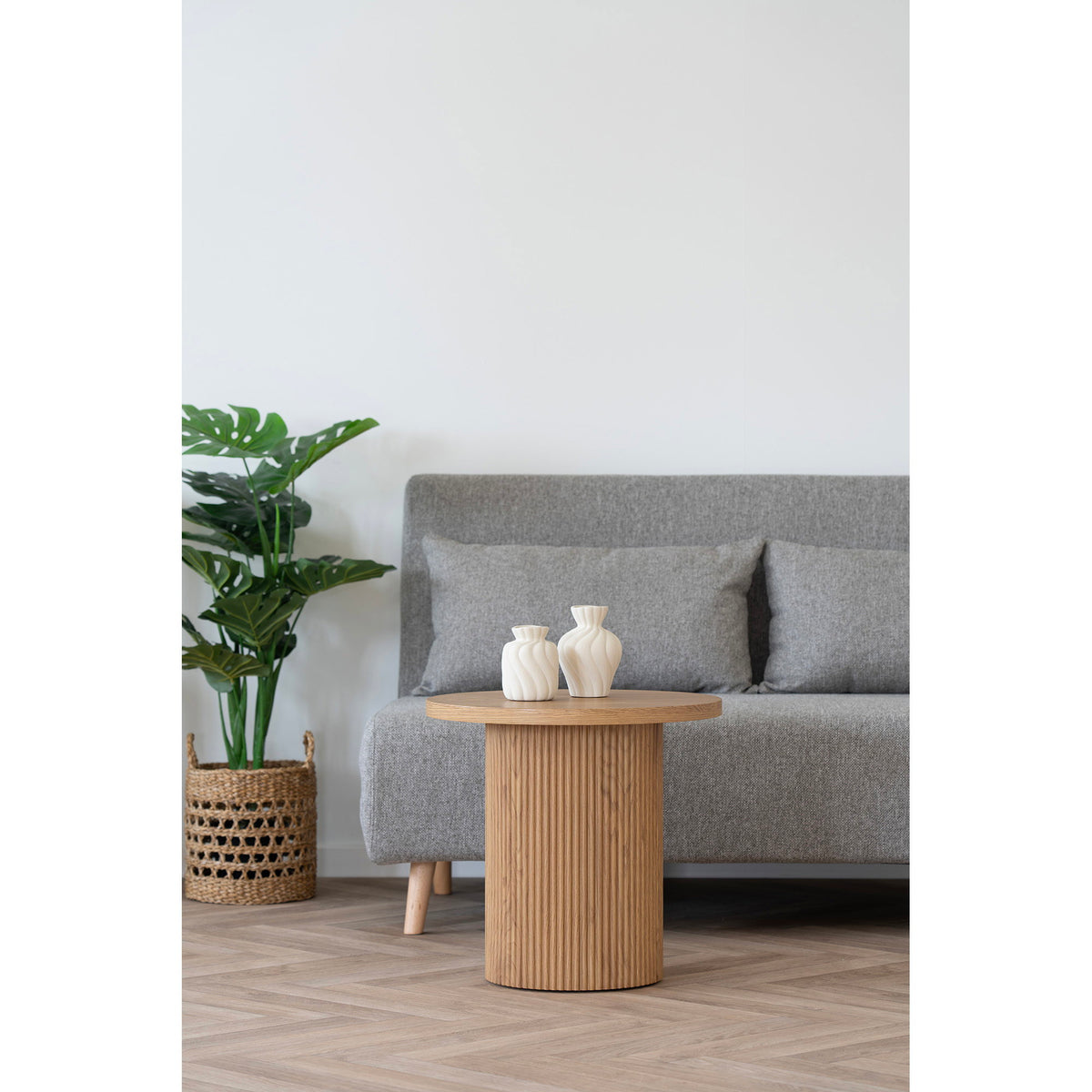 
Tavolino laterale di design rotondo «Metey» - Naturale