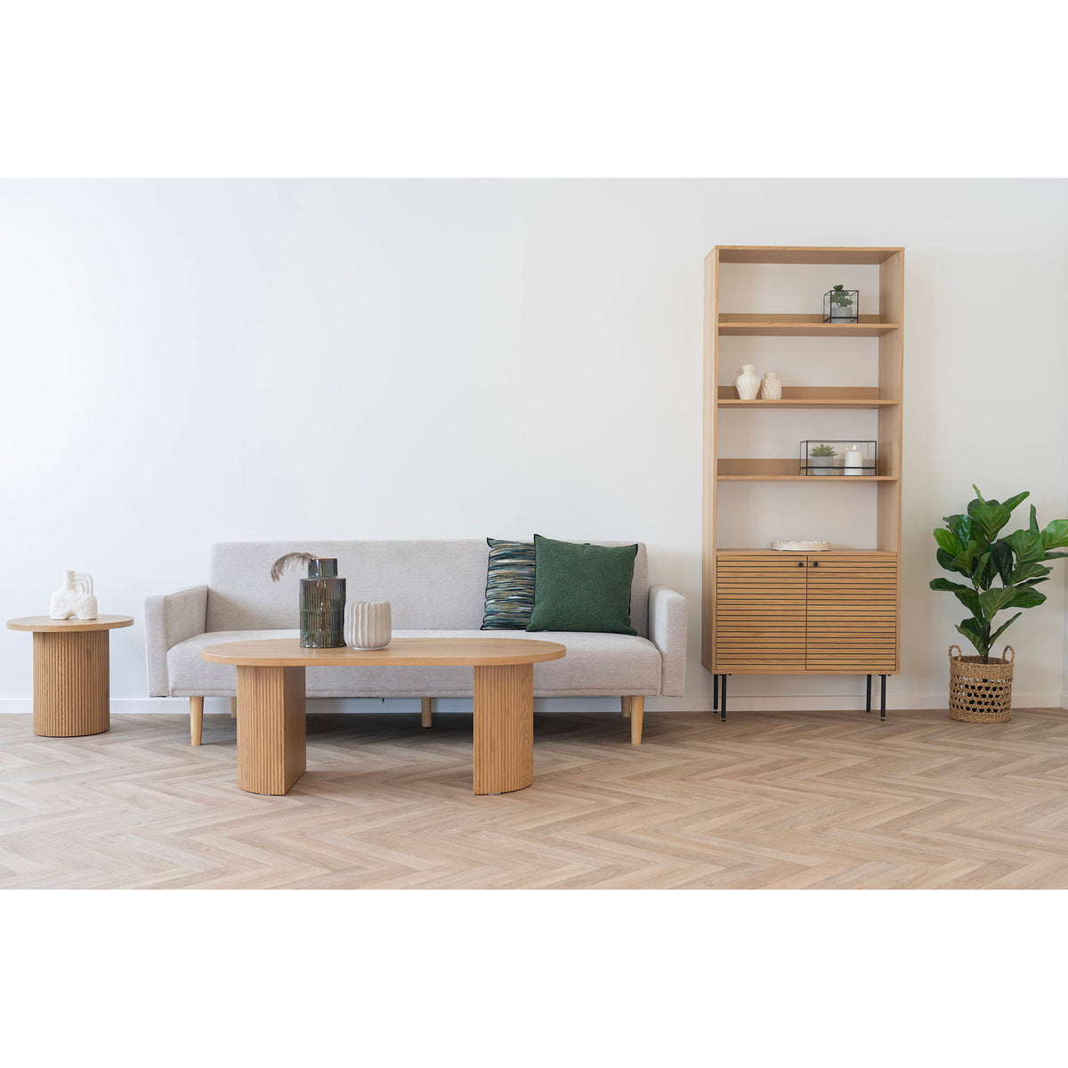 
Table basse ovale design « Metey » - Naturel
