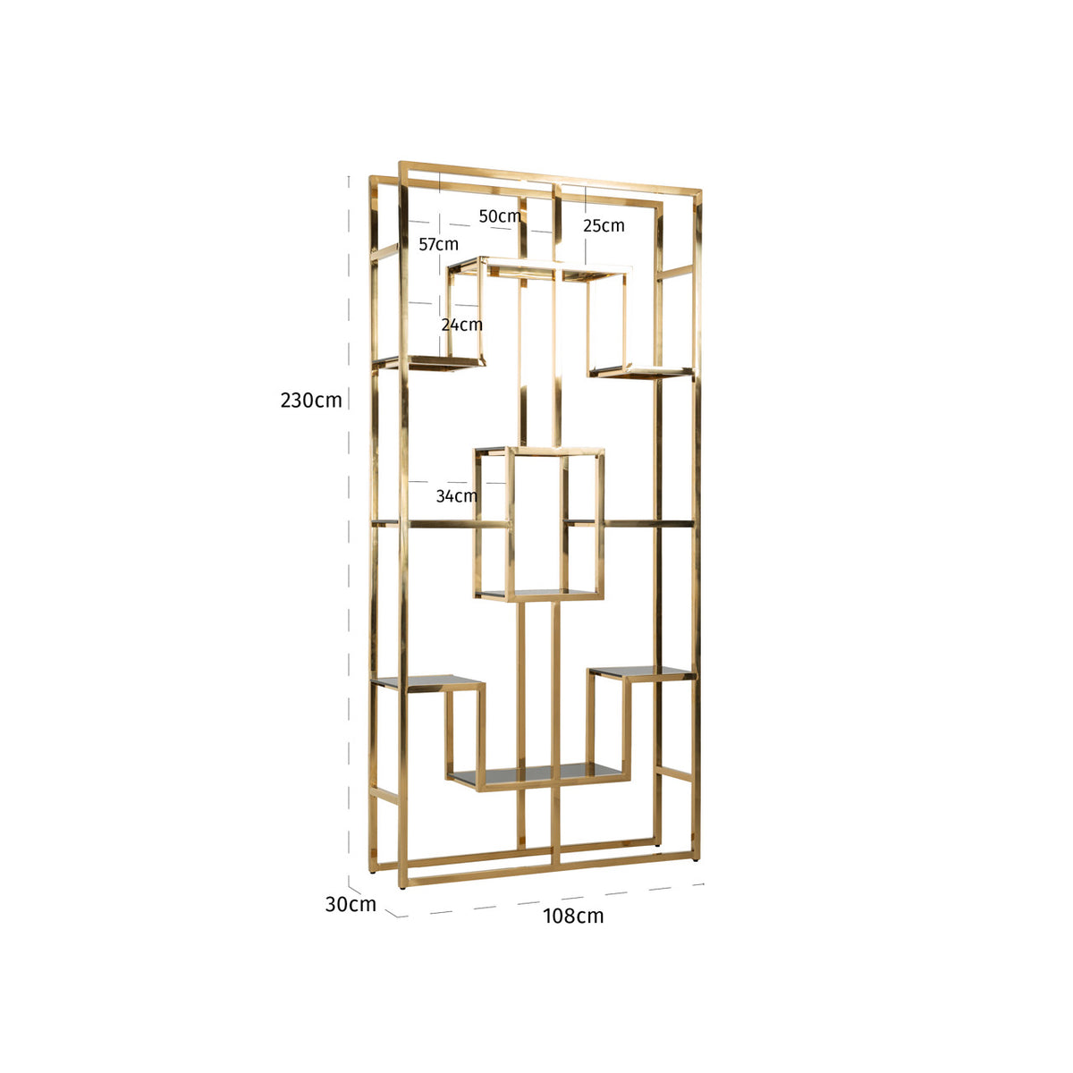 
Vetrina di design «Magnus», diverse dimensioni - 30 × 108 × 230 cm / Oro