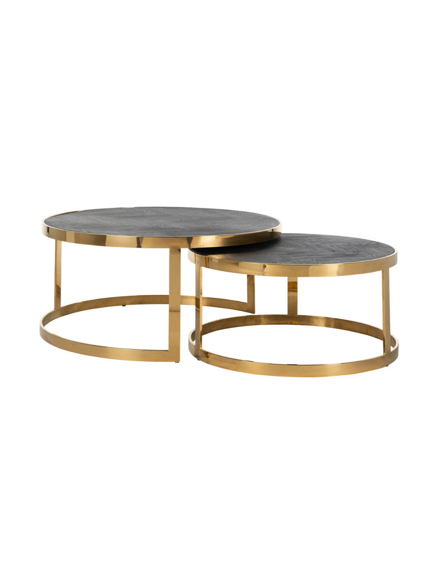 
Solid Wood Design Coffee Table Set "Blackbone" (2 Pieces) - Gold