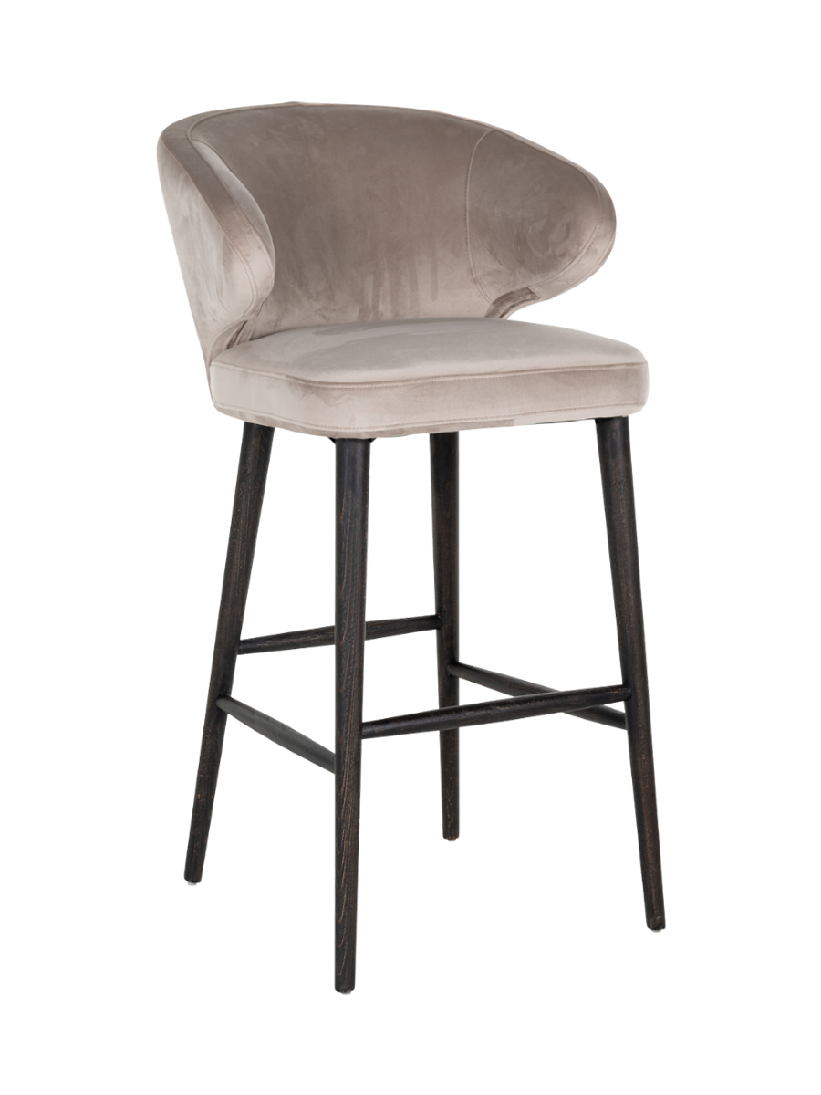 
Poltrona da bar di design di alta qualità «Indigo» - Piedini: Nero, Rivestimento: Velluto Khaki