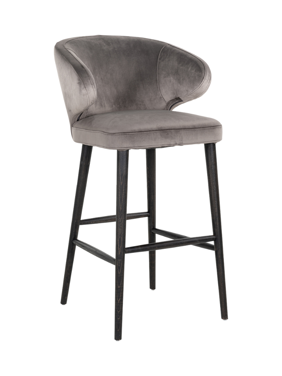 
Poltrona da bar di design di alta qualità «Indigo» - Piedini: Nero, Rivestimento: Stone Velvet