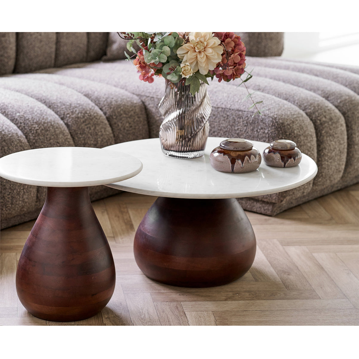 
Tavolino da caffè rotondo in marmo di design «Heida»