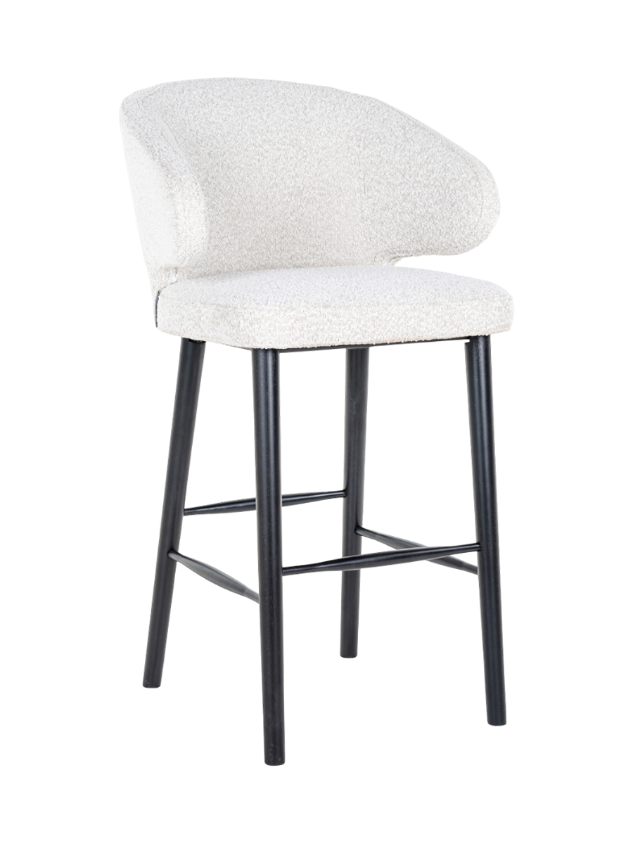 
Poltrona da bar di design di alta qualità «Indigo» - Piedini: Nero, rivestimento: Bouclé White