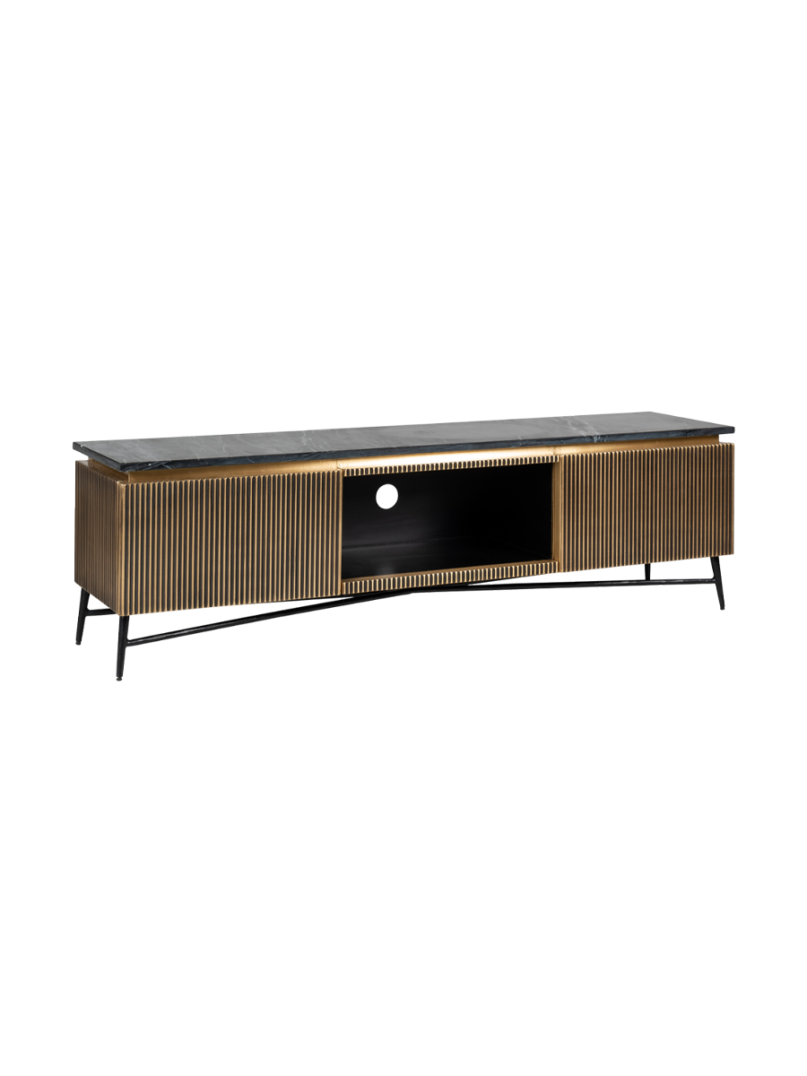 
Designer Lowboard "Ironville" with Black Marble Top