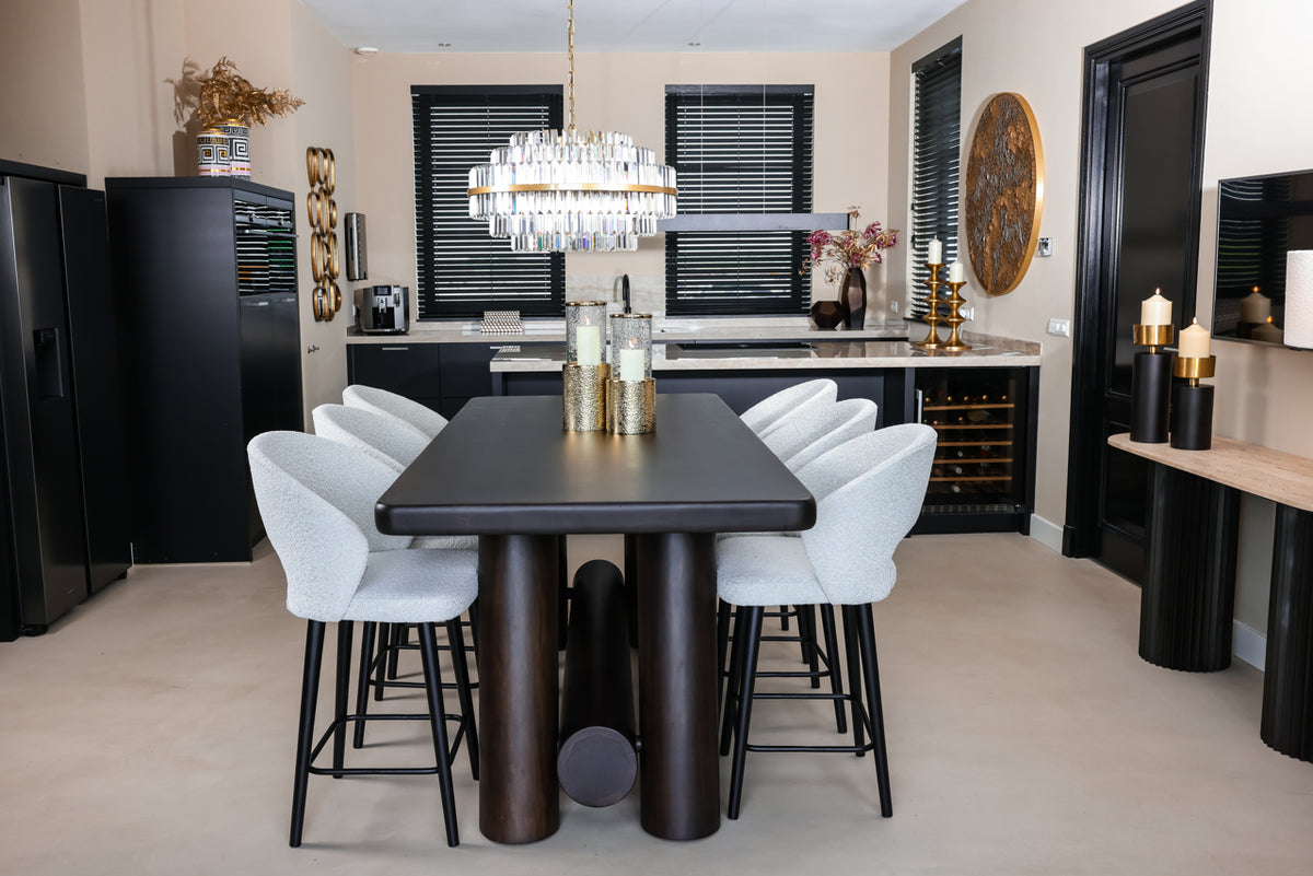 
Sgabello da bar di design di alta qualità «Savoy» - Bouclé Bianco / Altezza del sedile 68 cm