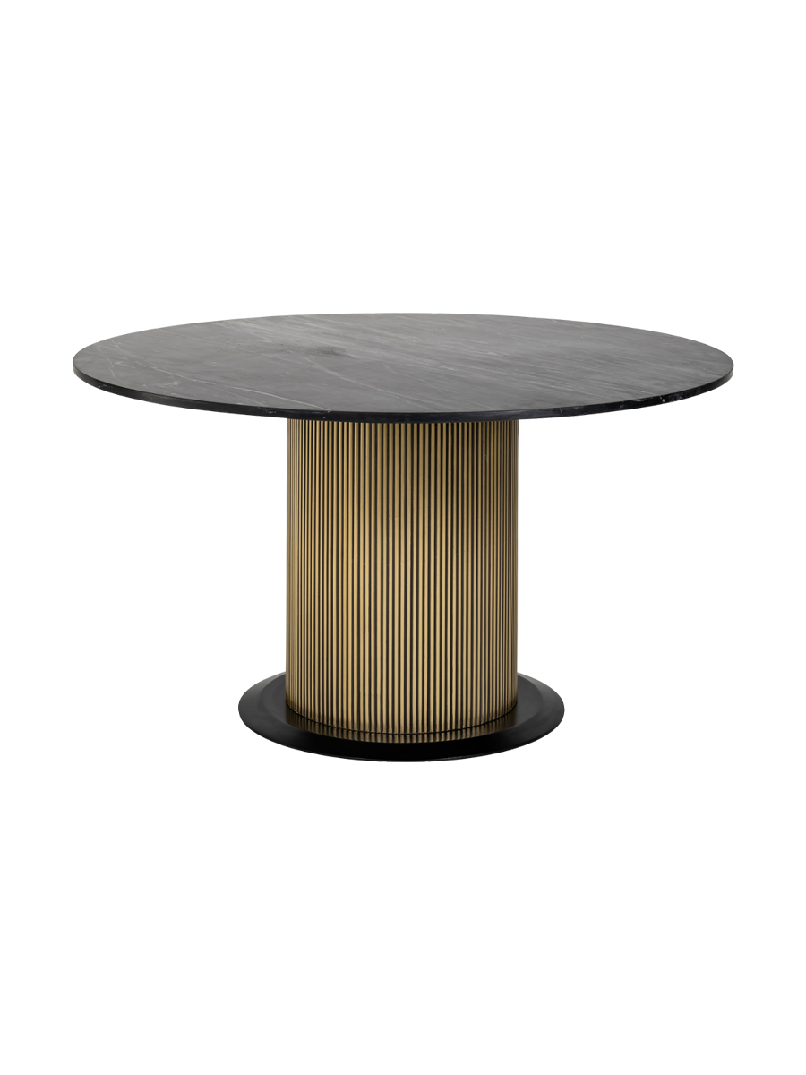 
Round Designer Dining Table "Ironville" with Black Marble Top Ø 140 cm