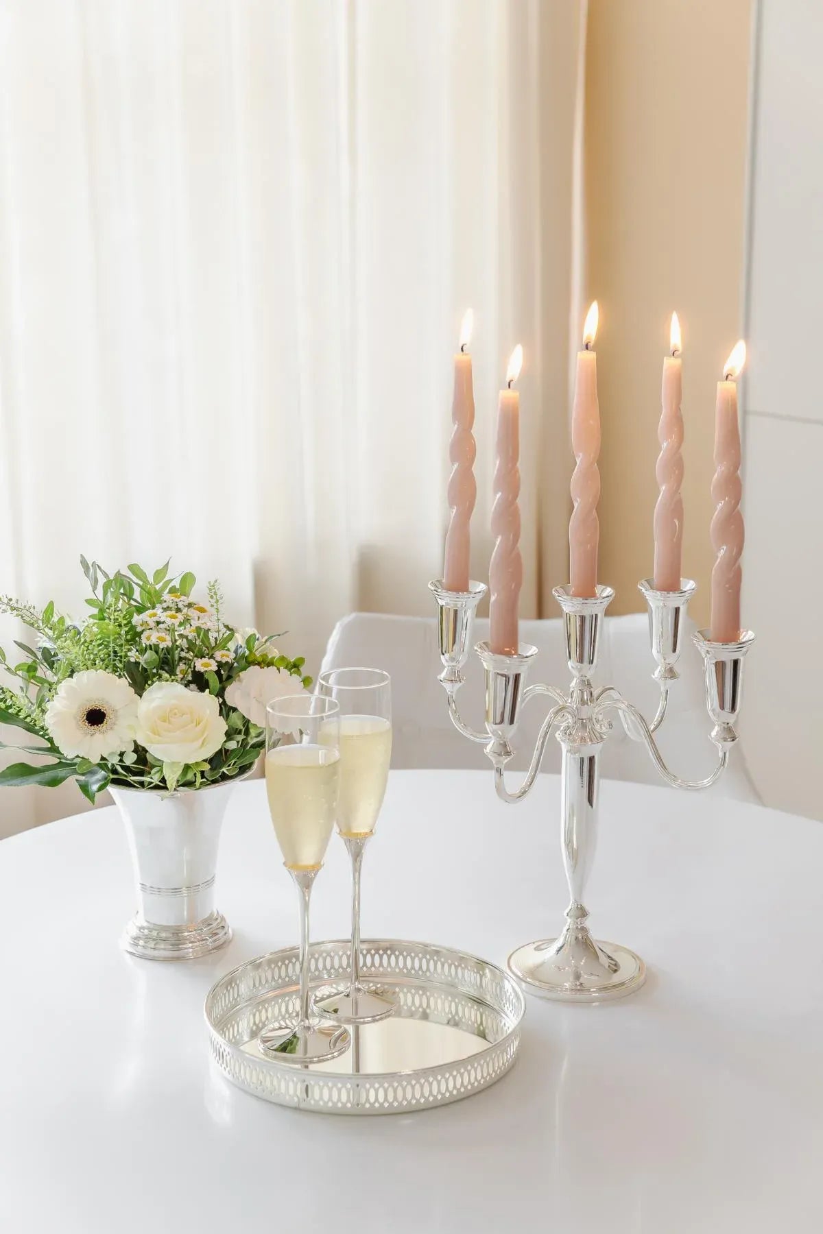 
"Venezia" Designer Candle Holder - elegantly silver-plated and tarnish-protected
