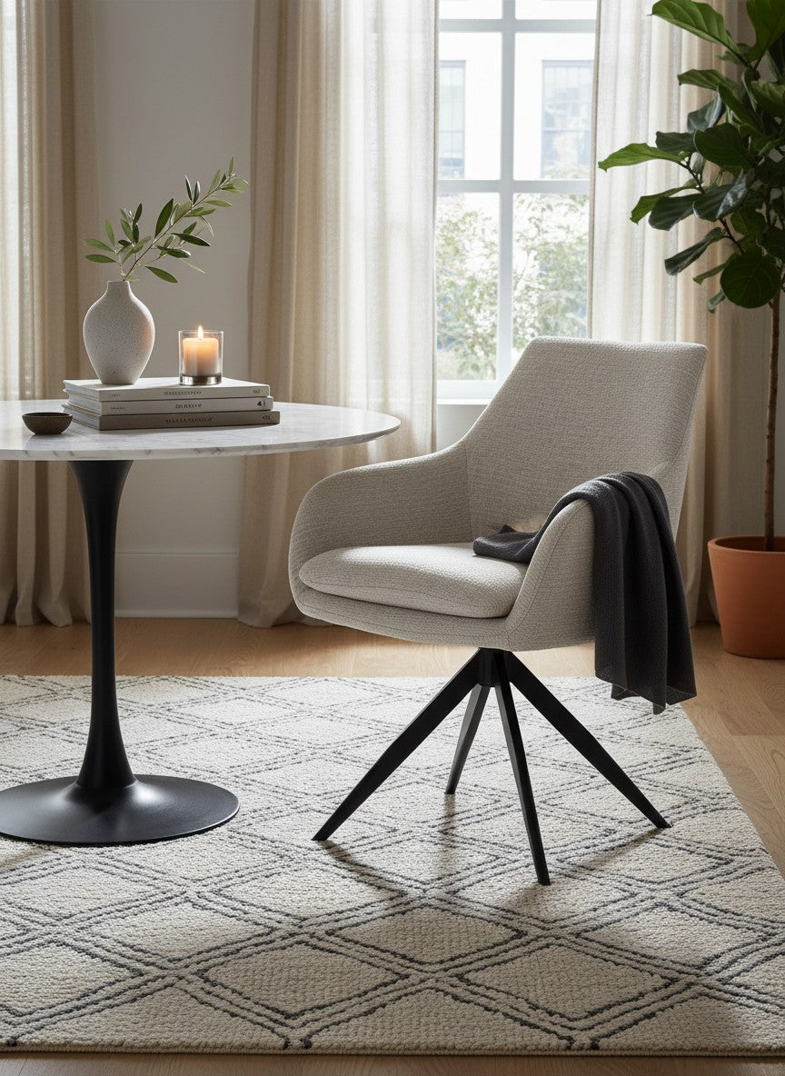 
Swivel Design Dining Chair "Lisonne" - Cream