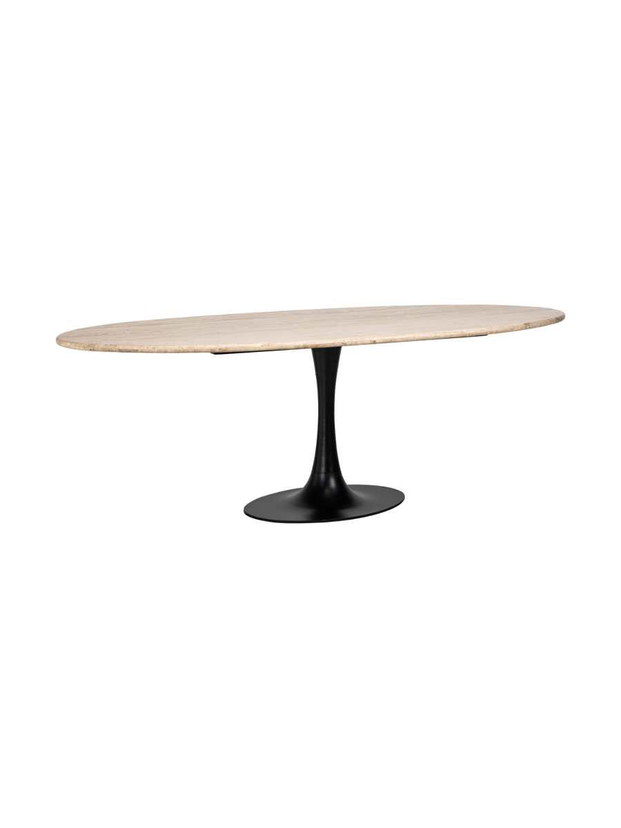 
Ovaler Design Esstisch „Hampton“ mit Travertin Tischplatte 230 x 100 cm